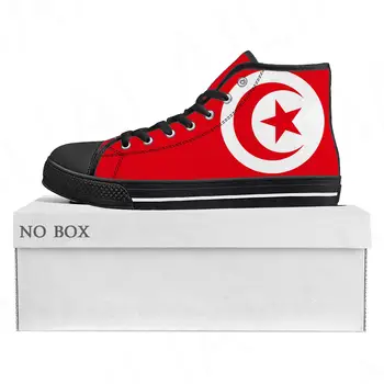 Тунисский флаг, Высокие Высококачественные кроссовки, Мужские Женские парусиновые кроссовки для подростков, Тунисская повседневная обувь для пары, Обувь на заказ