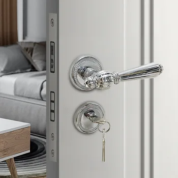 Американский яркий хромированный ярко-серебристый разъемный дверной замок дверная ручка в спальне, немой магнитный замок, деревянный дверной замок-фолиант