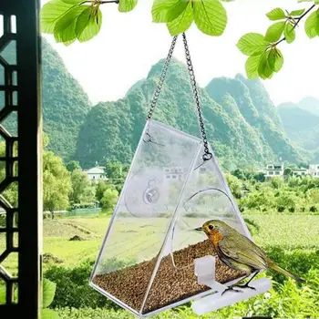 Кормушка для колибри DIY Акриловый Прозрачный 3D Треугольный держатель для корма для птиц Водонепроницаемый Многоразовый Подвесной контейнер для корма для птиц
