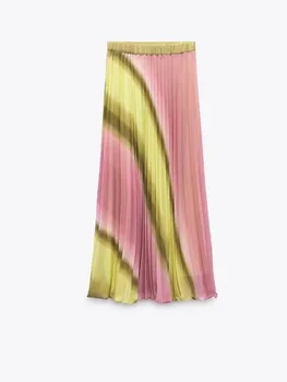 Kumsvag 2023, женские Летние плиссированные юбки, винтажная атласная юбка с эластичной резинкой на талии, элегантная уличная юбка до середины икры, одежда