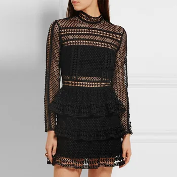 Черное кружевное платье Женское Элегантное 2023, Лоскутное платье с цветочным узором, летнее платье-футляр, роскошный дизайн, Винтажная одежда
