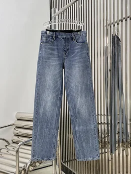 Модные женские брюки-бикини с высокой талией, сшитые ранней весной 2023 года, новые простые и тонкие брюки с прямыми штанинами