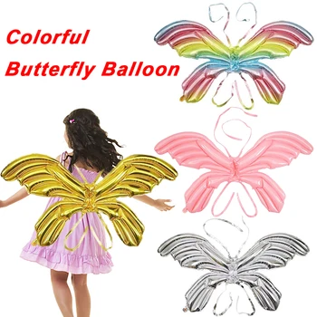 Красочный воздушный шар из фольги с крыльями Ангела, воздушные шары-бабочки большого размера, детские подарки, игрушки для свадьбы, Дня рождения, украшения для детского душа.