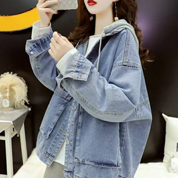 Весенне-осеннее джинсовое пальто, женское Корейское свободное пальто 2023, универсальное пальто-кардиган в стиле Вестерн, ретро, Гонконг