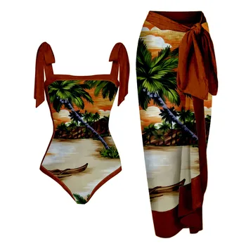 Винтажное бикини, женский цельный купальник, юбка, пляжное платье с открытой спиной, дизайнерский купальник 2023 года, одежда для серфинга, пляжная одежда