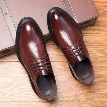 Новая модная мужская обувь в деловом стиле, Классические кожаные мужские костюмы, обувь, модные модельные туфли на шнуровке, мужские оксфорды SZ5-48