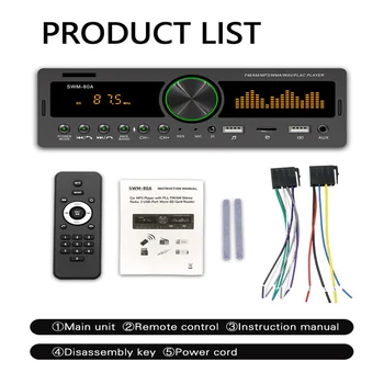 Автомобильное радио Аудио Стерео 1 Din Громкая Связь MP3-плеер AUX Вход USB Bluetooth/FM/AM Аудиоплеер Радиостанция Мультимедийный Автомобильный аудио