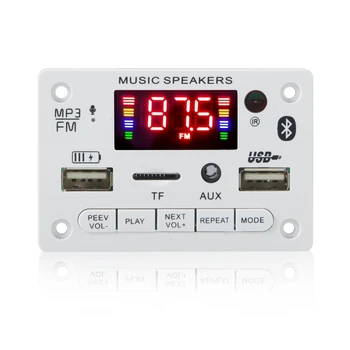 Плата MP3-декодера с цветным экраном 5V Bluetooth 5,0 Автомобильный MP3-плеер с выходом USB, модуль записи FM AUX Радио