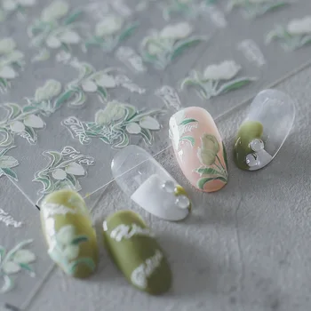 Наклейки для ногтей с тюльпанами, 3D самоклеящиеся слайдеры, наклейки для дизайна ногтей, наклейки для маникюра.