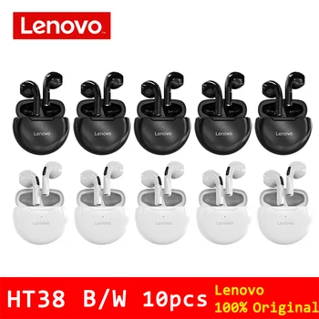 Lenovo Original HT38 10шт Bluetooth TWS Наушники Беспроводные наушники Водонепроницаемые спортивные гарнитуры Наушники с сенсорным управлением с микрофоном