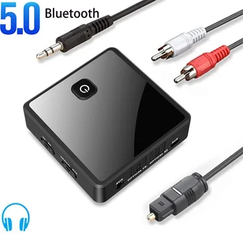 Беспроводной аудиопередатчик Bluetooth 5.0 с двумя волоконными приемниками с низкой задержкой, 3,5 мм передатчик AUX, приемный для автомобиля, Speake PC TV
