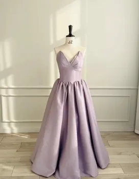 Светло-фиолетовые длинные платья принцессы для выпускного вечера с открытыми плечами, сексуальные вечерние платья в складку с V-образным вырезом длиной до пола, роскошные вечерние платья для женщин