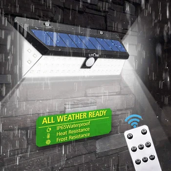 Солнечный пульт дистанционного управления Wal Светодиодная лампа Датчик движения Наружный Встроенный солнечный свет на батарейках Водонепроницаемый ABS Настенный светильник