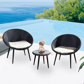 Современные наборы садовой мебели для отдыха, Скандинавская уличная мебель, Домашний балкон, ротанговый стул, уличный стол и стулья из трех частей