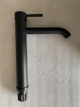 Современный смеситель для ванной комнаты OLEFY, Черный Смеситель для горячей и холодной раковины с высокой подставкой для ног