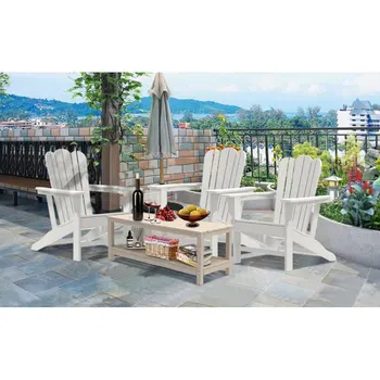 Прочный стул Adirondack для патио и сада, пластиковый стул Adirondack, белый, для сада на открытой террасе