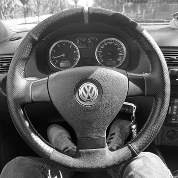 Крышка Рулевого Колеса Автомобиля Противоскользящая Замшевая Оплетка Рулевого Колеса Для Volkswagen VW Jetta 5 Mk5 Tiguan Passat B6 Golf 5 Mk5