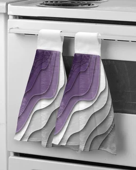 Фиолетово-серый Градиент Современные Геометрические Абстрактные Полотенца для рук Кухонные Инструменты для ванной Комнаты Полотенце для рук Подвесные Салфетки Мягкие Впитывающие полотенца