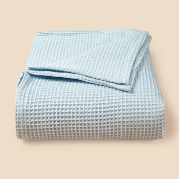 Хлопковое вафельное одеяло, однотонная сетка с ананасом, Ячеистая сетка, Мягкие, приятные для кожи, теплые повседневные постельные принадлежности для сна, детское одеяло