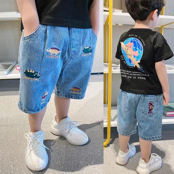 1 шт., джинсовая одежда для маленьких мальчиков, брюки, джинсовые шорты для маленьких девочек, брюки, детская одежда 2-8 лет