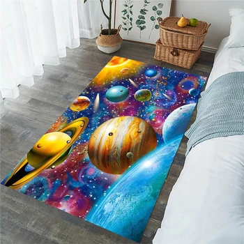 Детские ковры HX с рисунком планеты Звездное небо для гостиной, детский коврик для ползания, Фланелевые коврики для пола, кухонные коврики