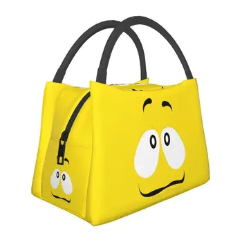 Мультяшная Шоколадно-желтая сумка для ланча с конфетными рожицами, Термоизолированная сумка для ланча, Многоразовая сумка для ланча для офиса, коробка для еды на открытом воздухе