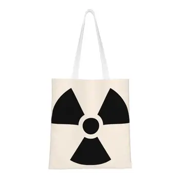 Сумки-тоут с британским флагом Kawaii, Многоразовые, с предупреждением о радиоактивной опасности, термальные, Холщовая сумка для покупок