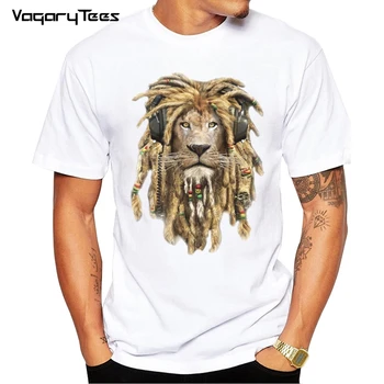 2019 Новейший дизайн, футболка с принтом Wild DJ Lion King, забавные рок-футболки с животными, повседневная мужская футболка с 3D-принтом с круглым вырезом и коротким рукавом