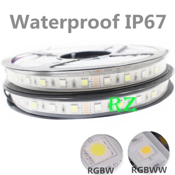 Светодиодная лента 5050 RGBW Водонепроницаемая IP67 DC12V 24V Гибкая светодиодная лампа RGB + белый / RGB + теплый белый 60 светодиодов/м 5 м/лот.