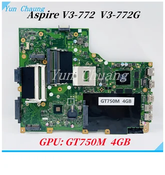 Материнская плата NBM7411001 EA/VA70HW Для ноутбука Acer Aspire V3-772 V3-772G С Видеокартой GT750M 4GB HD4600 100% работает