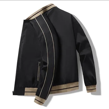 Новая мужская куртка в стиле пэчворк с длинным рукавом, черное модное деловое повседневное пальто, свободный и удобный топ с бейсбольным воротником, большой размер 5XL