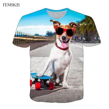 FEMSKIS, хит продаж в Европе и Америке, домашняя собака, забавный дизайн, собака для скейтбординга, цифровая печать, 3D мужская футболка, толстовка