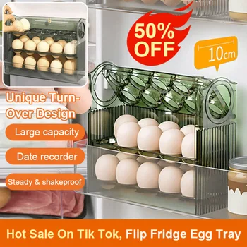 3-Слойный откидной контейнер для яиц в холодильнике, держатель для яиц большой емкости для холодильника