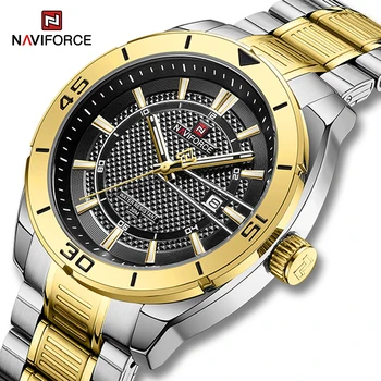 Модные Мужские часы NAVIFORCE, роскошные наручные часы с кварцевым календарем из нержавеющей стали, часы делового человека Relogio Masculino