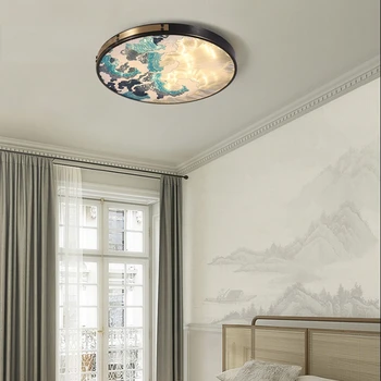 Новый Китайский стиль гостиной круглый Потолочный светильник Медь Современный минималистичный Светильник для спальни и кабинета Роскошный Потолочный светильник