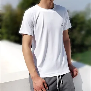 2023 новая мужская футболка ice silk, быстросохнущая, с коротким рукавом, для занятий спортом на открытом воздухе, летняя корейская версия, высококачественная майка с принтом