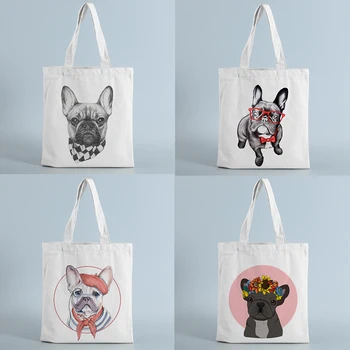Настраиваемая сумка-Бульдог, женская сумка-тоут, Тканевая Холщовая сумка-тоут, сумка для любителей собак, Женская Эко-сумка для покупок, многоразового использования на плечо