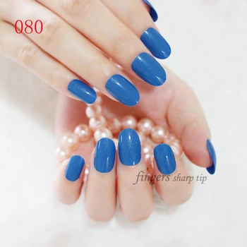 Новая мода сплошной цвет конфеты накладные ногти Круглая головка светло-голубой X080