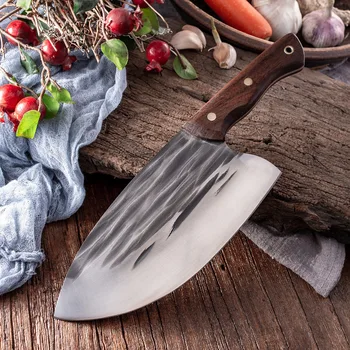 Традиционный кухонный нож ручной ковки, молоток, измельчитель шеф-повара из нержавеющей стали, кухонные ножи, Деревянная мясорубка, мясницкий нож