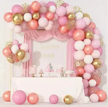 1 комплект цепочек из розовых воздушных шаров Macaron для именинницы, сцены свадебной вечеринки, набор латексных воздушных шаров