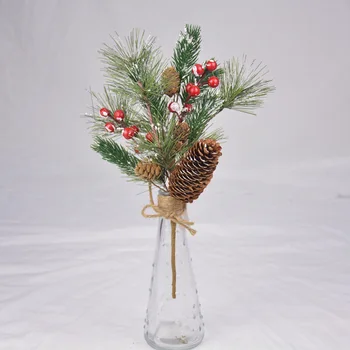 Искусственные рождественские сосновые палочки, красные ягодные стебли, Искусственные сосновые палочки, украшения, Рождественская елка, Праздничный декор