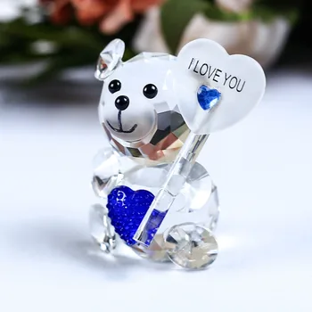 Милые хрустальные фигурки медведей со стеклянным орнаментом в виде сердца, милое пресс-папье в виде животных, свадебный декор для дома, Рождественские Подарки