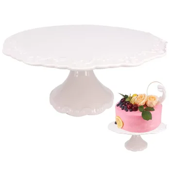 10 Дюймов (приблизительно 25,4 см) Круглая Белая Керамическая подставка для торта, Подставка для кексов, Подставка для десертов, Тарелка для тиснения цветов, Тарелка для вечеринки