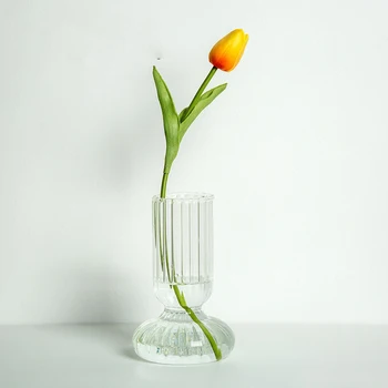 Ваза для цветов для украшения стола Декоративная ваза для гостиной Украшения стола из роз Настольная стеклянная ваза ручной работы