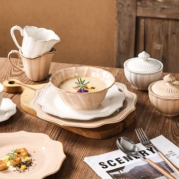 Простая керамическая посуда серии Nordic style, бытовая однотонная посуда, комбинированный набор посуды, оптовая продажа