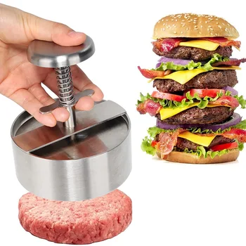 Пресс Для Мяса для Гамбургеров из Нержавеющей Стали 304, Пресс Для Торта, Кухонный Инструмент с Регулируемой Толщиной