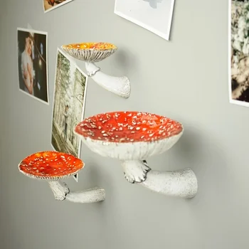 Креативная Подвесная полка с грибами из смолы, украшение гостиной, Домашний декор, Настенная вешалка с грибами для домашнего хранения, поделки из смолы