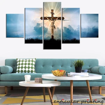 5 штук Господь Иисус В Кресте Картина Маслом Настенное Искусство Голубое Небо Христос Христианский Холст Католическая Тайная Вечеря Религиозный Плакат Декор
