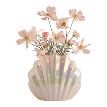 Украшение в виде ракушки, керамическая ваза, легкая роскошная цветочная композиция для гостиной, обеденный стол, цветок