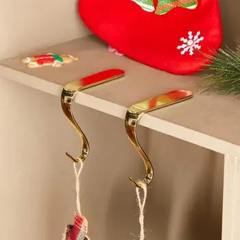 Рождественские держатели для чулок, крючки, Металлические подвесные крючки, Рождественские держатели для носков, зажимы для вешалок с пакетом конфет, Рождественский декор для носков